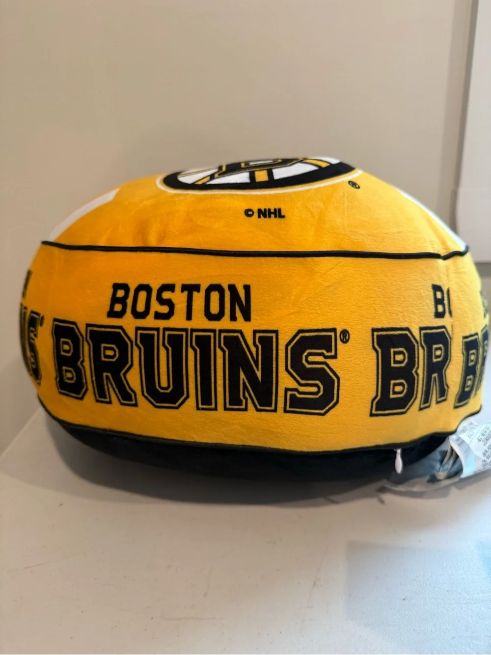 NHL Boston Bruins Round Cloud Soft Plush Puff Pillow 12”W 6”H Micro-mink Fabric